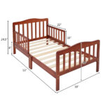 Wooden Baby Toddler Bed Children Bedroom Furniture with Safety Guardrails Espresso - Image 2