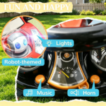 Red 3 in 1 Kids Push & Sliding Car: with Removable Handle, Music, Horn, Canopy & Safety Guardrail for Toddlers - Image 5