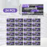 24 Sheets Peel and Stick Backsplash Marble Wall Tiles Waterproof Oilproof Purple Glossy Imitation Stone brick wall stickers PVC Shower Wall Panels for Interior Wall Decor; Tile for Kitchen Bathr - Image 2