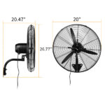 MFJ-EW50 20inch High Velocity Wall Mount Fan Oscillating,Industrial Fan with 4 Speed Ventilation,100% BLDC Copper Motor,4963CFM,,Heavy Duty Metal Fan for Outdoor, Indoor Use - Image 7