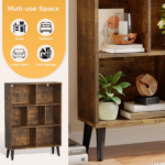 Wooden Cube Bookshelf, Open 3-Tier Bookcase with Legs, Freestanding Bookshelves Storage Organizer Shelf, for Bedroom, Living Room, Office, Rustic Brown - Image 5