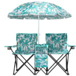 Portable Outdoor 2-Seat Folding Chair with Removable Sun Umbrella Pineapple - Image 15