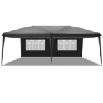 10'x20' Instant Pop Up Canopy Tent Black, 6 Panels 2 Doors 4 Mesh Windows, 28/22mm Powder Coated Steel Frame, 10x20mm Crossbar, 210D Oxford Folding Outdoor Tent with Carry Bag No Sandbags - Image 18