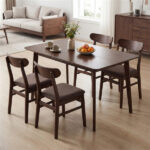 47" Walnut Dining Table for 4-6 People, Rubber Wood Legs Kitchen Table with Smooth Veneered Top - Image 2