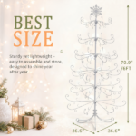 6ft White PVC Metal Artificial Christmas Tree with Snowflake Topper, No Extra Ornaments, Daily Decor Tree - Image 12