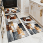 Three-piece kitchen rug set, non-slip and washable, abstract pattern kitchen hallway rug, soft and comfortable, suitable for sinks, floors, entrances, hallways and bathrooms. - Image 14