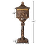 Cast Aluminum Mailbox with Post, Heavy Duty Postal Box with 2 Keys, Baffle Door, Expansion Bolts, Address Panel, In-Ground Large Security Mailbox for Outside, Antique Bronze - Image 3