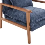 Cloud Shaped Indoor Leisure Chair with Solid Wood Armrest & Solid Wood Frame, Chenille Fabric Accent Chair with Lumbar Pillow, Single Sofa Chair Slate Blue - Image 9