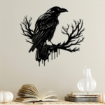 CIFbuy Gothic Black Metal Crow Wall Art Vintage Industrial Bird Silhouette Wall Decor TikTok, temu pick-up service - Image 5
