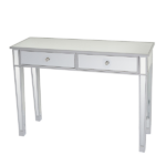 2-Drawer Modern Style Computer Desk MDF Mirror Dressing Table 41.34*14.17*29.92in Silver - Image 4