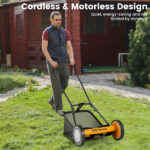 14 Inch Push Lawn Mower with Grass Catcher Bag -Orange - Image 3