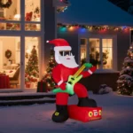 7.5FT Lighted Christmas Inflatable Decoration, Inflatable Black Santa Playing Electric Guitar, Funny Blow Up Yard Decorations with Built-in LED Lights for Holiday Party Front Yard Lawn Garden Decor - Image 8