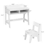 White Kids Study Desk and Chair Set with Storage, MDF, 60.5*41.5*50cm - Image 3