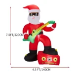 7.5FT Lighted Christmas Inflatable Decoration, Inflatable Black Santa Playing Electric Guitar, Funny Blow Up Yard Decorations with Built-in LED Lights for Holiday Party Front Yard Lawn Garden Decor - Image 3
