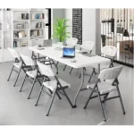 6 Foot Folding Table,Fold-in-Half Plastic Table,Indoor Outdoor Picnic Party Dining Camp Tables,White(Shipment from Walmart) - Image 5