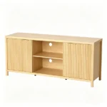 Not selling on Amazon Fluted Double Door Tall TV Stand for TVs up to 70 Inch, Mid Century Media Console Cabinet with Adjustable Open Storage Compartment, Wood Entertainment Center 58.07"L×15.75"D×24.80"H for Living Room Bedroom, Natural Wood - Image 8