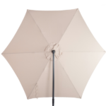 10FT Round Offset Patio Umbrella, Banana Hanging Cantilever Umbrella with 60° Adjustable Angle, Crank System, Cross Base & Pole Sleeve, UPF 50+ Waterproof Polyester Canopy, 6 Iron Ribs for Garden Deck Backyard, Khaki - Image 4
