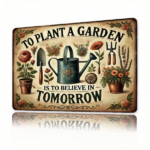 CIFbuy Vintage | 8x12 Inch 1PC 2D Flat Iron Metal Sign, Rustic Gardening Tools Pattern Wall Art Decor With Plant A Garden Believe In To TikTok, TikTok, n To Self-pickup Logiopics