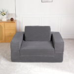 Compression Human Dog Sofa Bed for Adult & Pets,Modern Floor Couch With Pillow for Living Room Bedroom,Corduroy Fabric,No Assembly Required,Dark Grey - Image 2