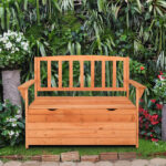 112 * 58 * 84cm Cedar Yard Storage Box With Backrest Armrest Bright Orange Red - Image 6