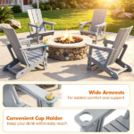 Gray Weatherproof HDPE Outdoor Adirondack Chair, 330LBS Capacity Ergonomic Patio Lounge Chair with Built-in Cup Holder, Snap-Together Tool-Free Assembly for Poolside Backyard - Image 9