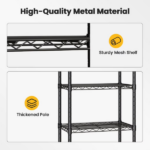 5 Tier Heavy Duty Adjustable Wire Shelving with Wheels, Storage Racks for Garage Kitchen Pantry Laundry Office, Easy Assembly, 23"D x 13"W x 60"H(Shipment from Walmart) - Image 2