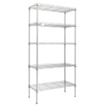 XM-304B Rectangle Carbon Steel Metal Assembly 5-Shelf Storage Rack Silver Gray - Image 21