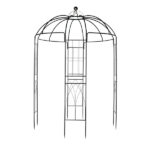 207*207*270cm Courtyard Wrought Iron Gazebo Iron Arch Black - Image 7