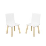 Kids Table and 2 Chairs Set, 3 Pieces Toddler Table and Chair Set, Wooden Activity Play Table Set (White) - Image 10