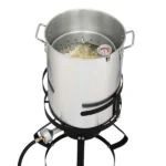13*32inch Four-Piece Set, Black Round Iron Stove Frame, Silver Aluminum 30qt Turkey Pot 10qt Fish Pot, Gas Fryer - Image 42