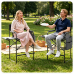 26" Tall Director Chair, 350LBS Heavy-Duty Folding Makeup Artist Chair with Side Table & Storage Pockets, 600D Oxford Portable Chair for Events - Image 7