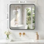 Anti-Fog Bathroom Wall Mirror – 36" x 36" Shatterproof Mirror with Rectangular Metal Frame, Black (Shipment from Walmart) - Image 5