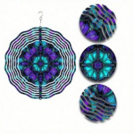 CIFbuy Vibrant 10 Inch Blue Purple Teal Metal Mandala Wind Spinner Outdoor Garden Wall Art Zen Wind Chime(TikTok, temu pick-up service) - Image 8