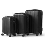 ABS Trolley Case 20in 24in 28in 3PCS Suitcase Set Vertical Striped Frosted Case Suitcase Black - Image 15