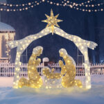 6ft Silver Roof 190LED Lights Nativity Scene Garden Jesus Decoration - Image 4