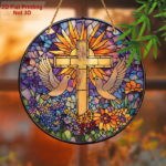 CIFbuy Acrylic Color Sun Catcher Transparent Easter Peace Dove Cross Sun Panel Wall Hanging with White Dove Floral Design (TikTok, temu pick-up service) - Image 3