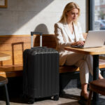 ABS Trolley Case 20in 24in 28in 3PCS Suitcase Set Vertical Striped Frosted Case Suitcase Black - Image 5