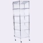 6-Layer Chrome Plated Polygonal Corner Shelf with 2" PP Wheels 680*680*1800 Silver - Image 9