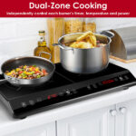 Double Induction Cooktop, Portable Dual Countertop Burner with Sensor Touch, 4000W Induction Cooktop 2 Burner, Electric Countertop Cooker with 9 Temp & Power Levels, 3-Hour Timer,Safety Lock - Image 2