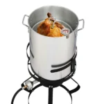 13*32inch Four-Piece Set, Black Round Iron Stove Frame, Silver Aluminum 30qt Turkey Pot 10qt Fish Pot, Gas Fryer - Image 41