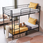 Same Code 12883671 Iron Bed Bunk Bed with Ladder for Kids Twin Size Black - Image 30