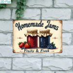 CIFbuy Retro Homemade Jams Berry Metal Sign, Weatherproof Rustproof" UV Resistant Iron Wall Art, Art, 2D Flat Unframed Vintage Fruit Decor WeatherikTok, WeatherikTok, t Self-pickup Logiopics - Image 3