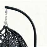 Foldable Hanging Egg Chair with Stand, HDPE Rattan Wicker Swing Chair with Cushion, Heavy Duty Frame 350 Lbs Capacity, Outdoor Patio Indoor Bedroom Balcony, Black+ Black - Image 11