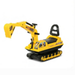 Yellow Black No Power Excavator Toy – Durable Ride On Tractors Digger Movable Scooter Walker, Basket Storage for 18-48 Months - Image 2