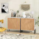 Elegant 2-Door Cupboard Cabinet, Suitable for Kitchen/Dining Room/Entryway, Easy to Organize-White - Image 5