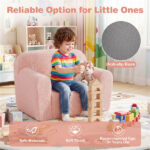No-Assembly Kids Sofa, Soft Teddy Fleece Foam Couch with Carry Handle & Removable Washable Cover (Pink) - Image 5