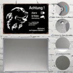 CIFbuy 1Pcs Waterproof Rustproof Metal Security Sign 8x12 Inch Black White Dog Pattern Video Surveillance Warning Plaque Frameless Iron TikTok, TikTok, Self-pickup Logiopics - Image 4