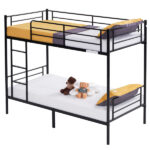 Same Code 12883671 Iron Bed Bunk Bed with Ladder for Kids Twin Size Black - Image 27