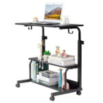 Black Wood Grain P2 15MM Particle Board with Melamine Coating Adjustable Computer Desk with 3 USB + 2 AC Outlets - Image 7