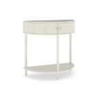 Artisan-Crafted Wave-Pattern Demi-Lune Console Table with Creamy White Finish,Unique Half Moon Design End Table with 2 Storage Drawers and Bottom Shelf for Living room, Bedroom, Study, Hallway - Image 4